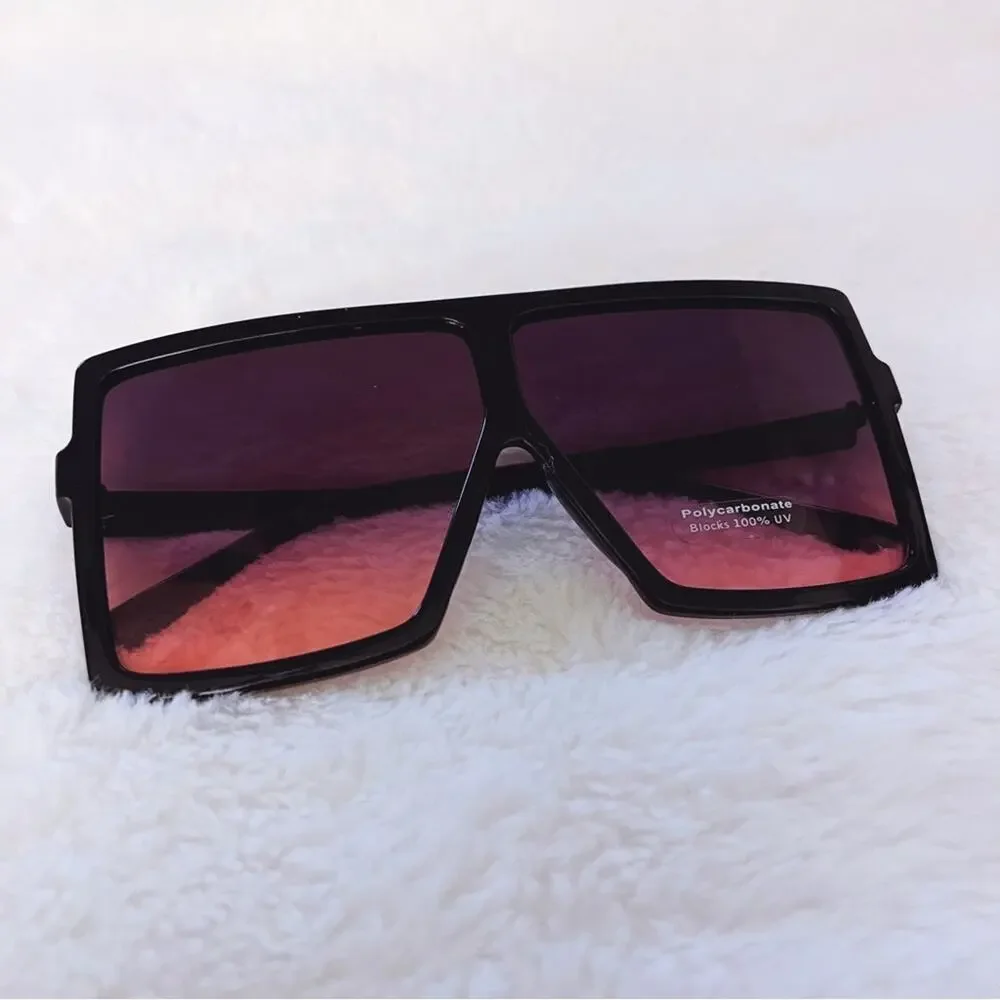 Ivonne Black & Pink Oversized Square Sunglasses - Picture 5 of 11